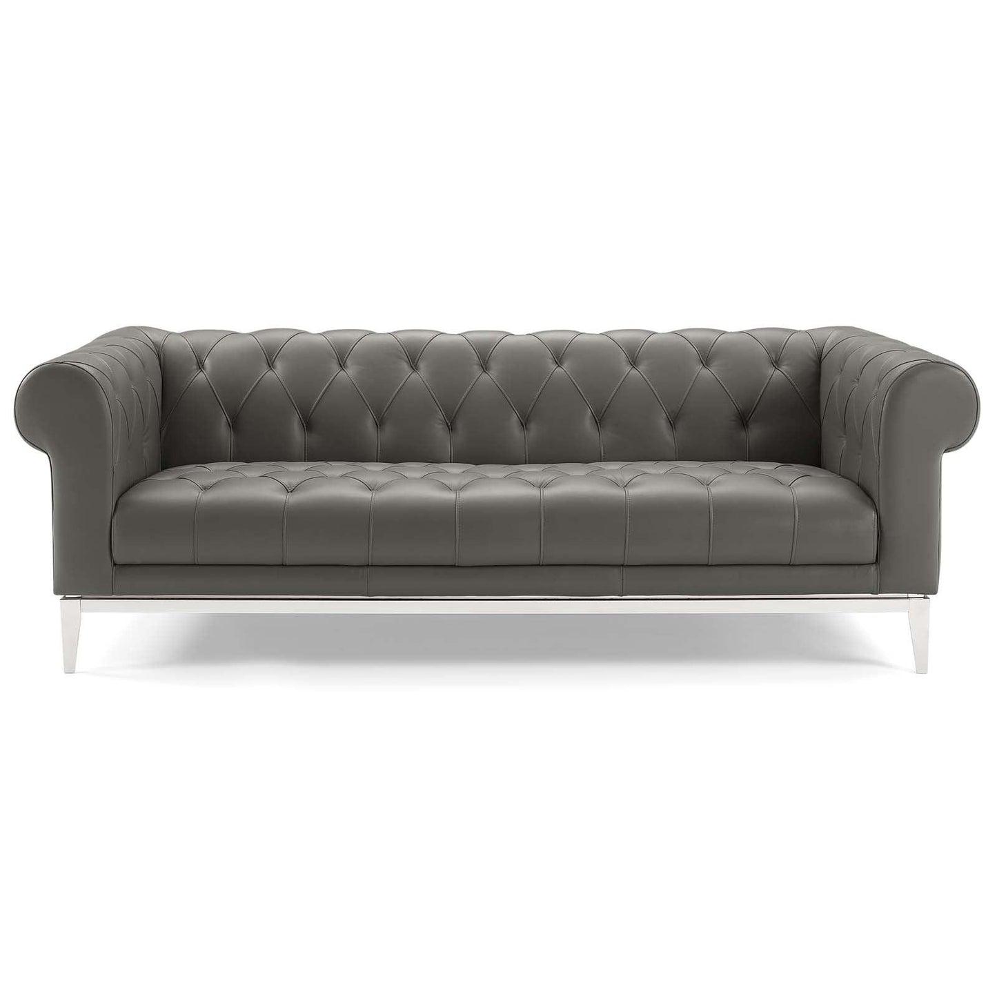 Modway Idyll Tufted Button Upholstered Leather Chesterfield Sofa FredCo
