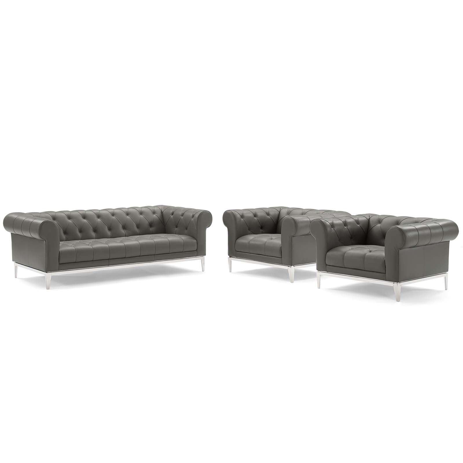 Modway Idyll Tufted Upholstered Leather 3 Piece Set FredCo