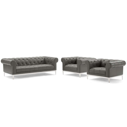 Modway Idyll Tufted Upholstered Leather 3 Piece Set FredCo