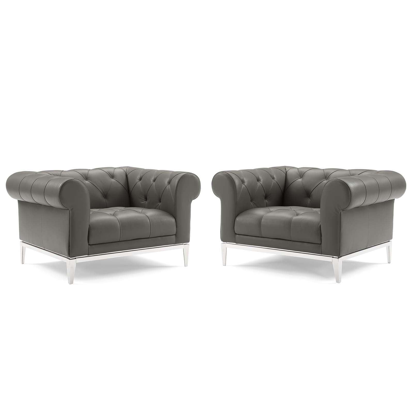 Modway Idyll Tufted Upholstered Leather Armchair Set of 2 FredCo