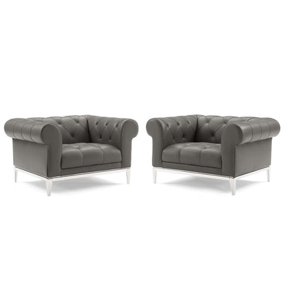 Modway Idyll Tufted Upholstered Leather Armchair Set of 2 FredCo