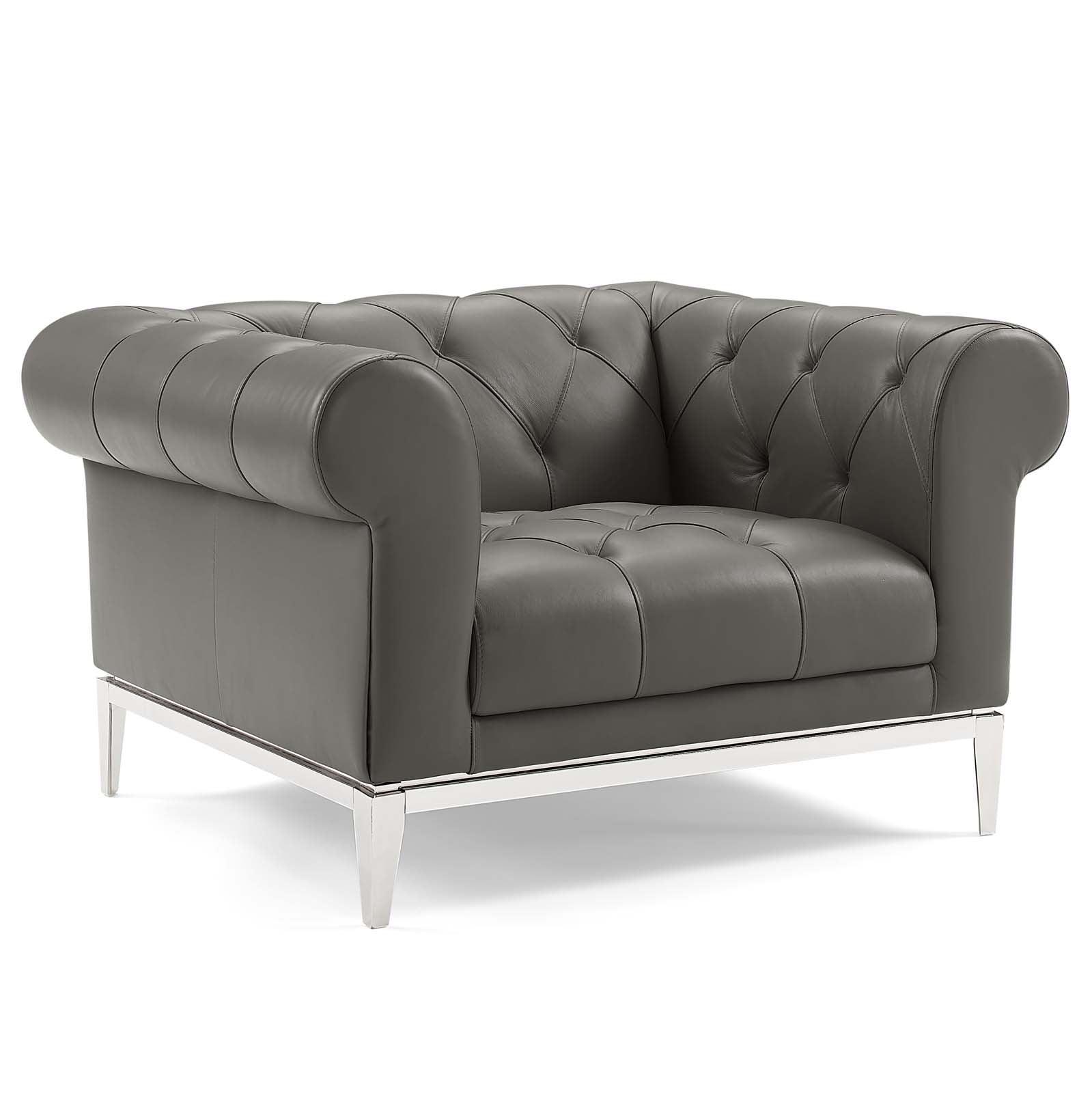 Modway Idyll Tufted Upholstered Leather Armchair Set of 2 FredCo