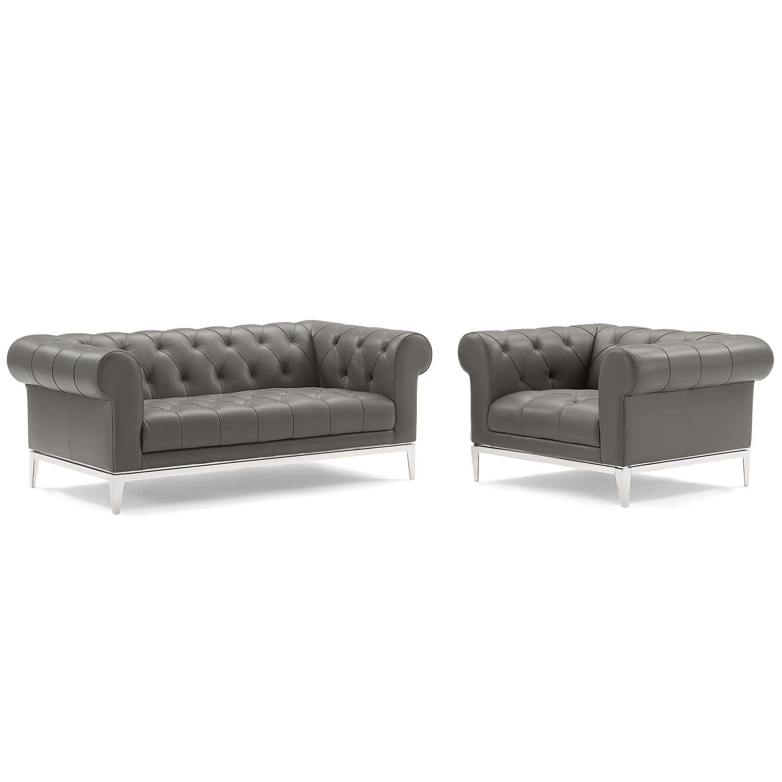 Modway Idyll Tufted Upholstered Leather Loveseat and Armchair FredCo