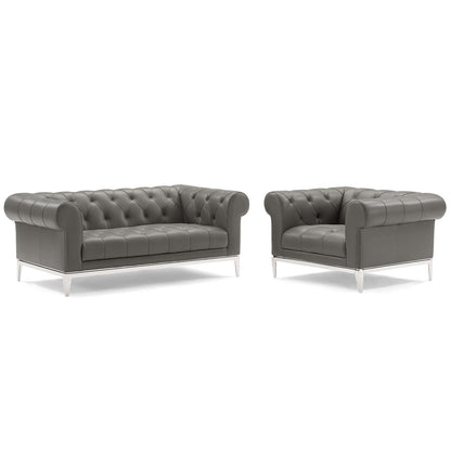 Modway Idyll Tufted Upholstered Leather Loveseat and Armchair FredCo
