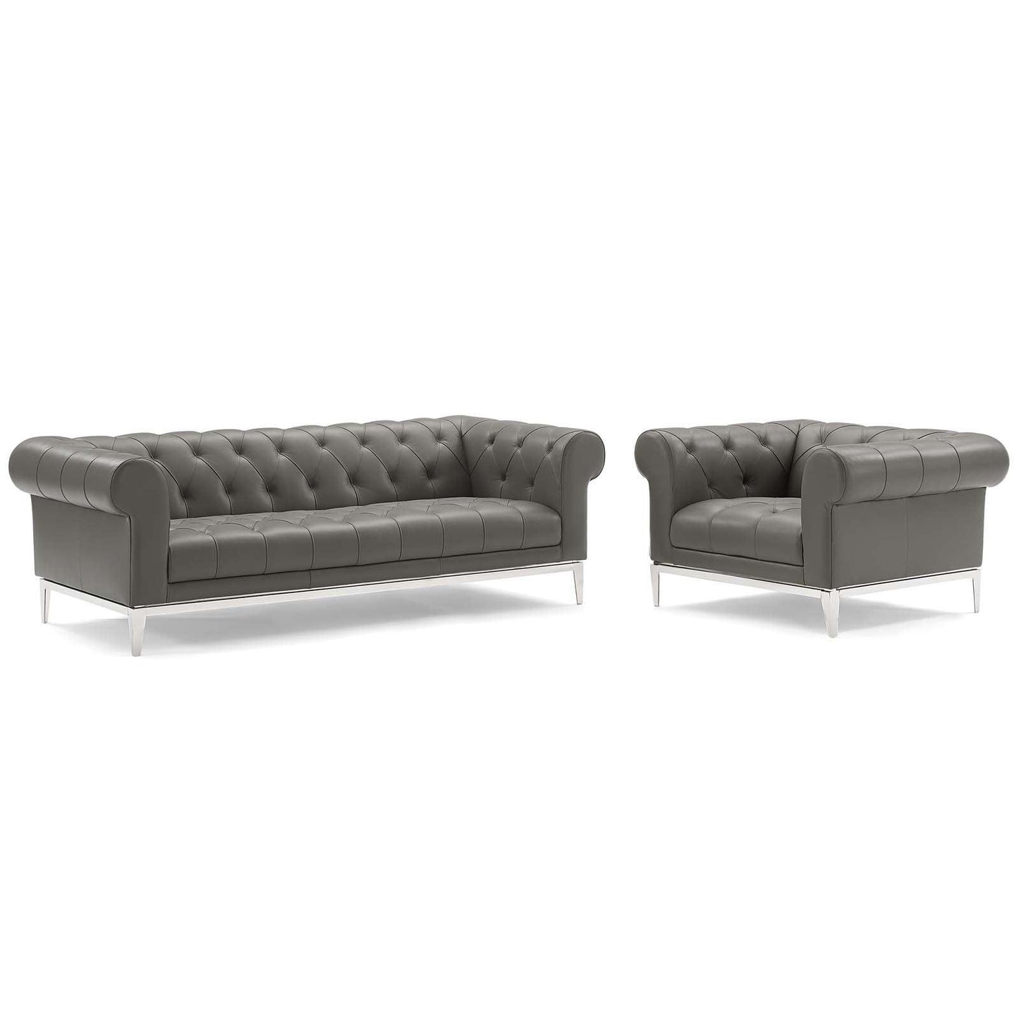 Modway Idyll Tufted Upholstered Leather Sofa and Armchair Set FredCo