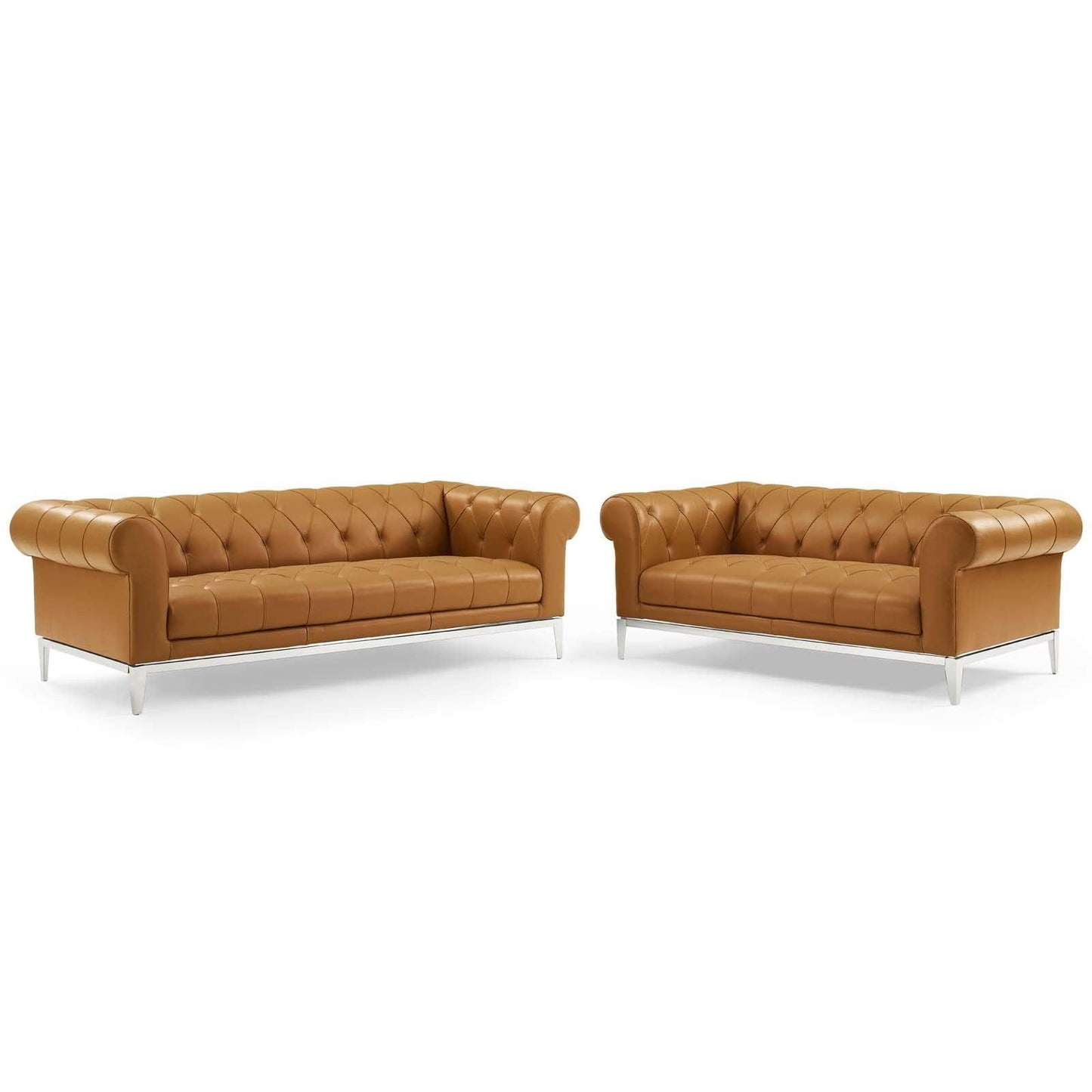 Modway Idyll Tufted Upholstered Leather Sofa and Loveseat Set FredCo