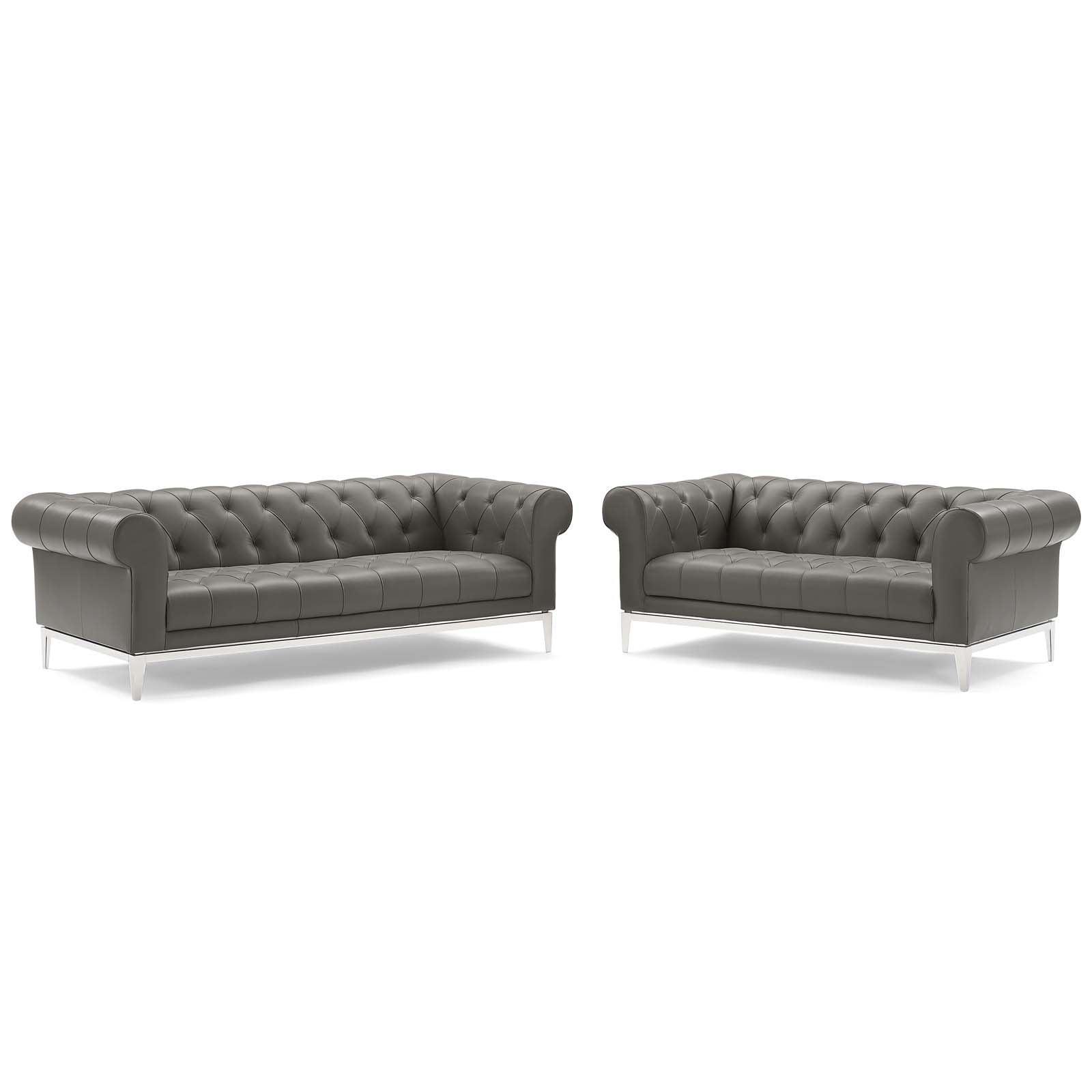 Modway Idyll Tufted Upholstered Leather Sofa and Loveseat Set FredCo