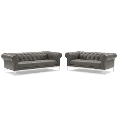 Modway Idyll Tufted Upholstered Leather Sofa and Loveseat Set FredCo