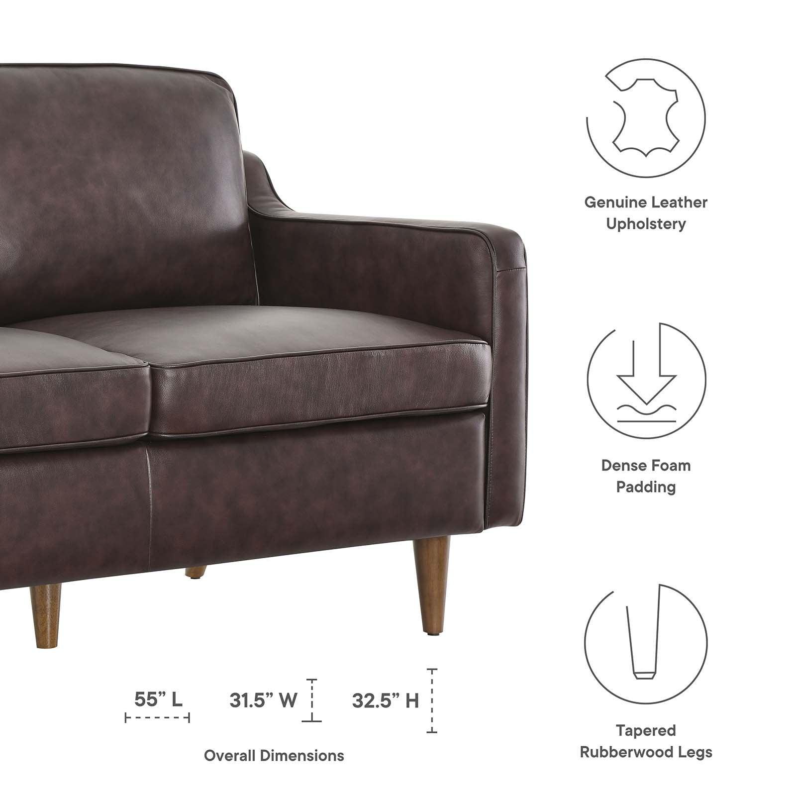 Modway Impart Genuine Leather Loveseat FredCo
