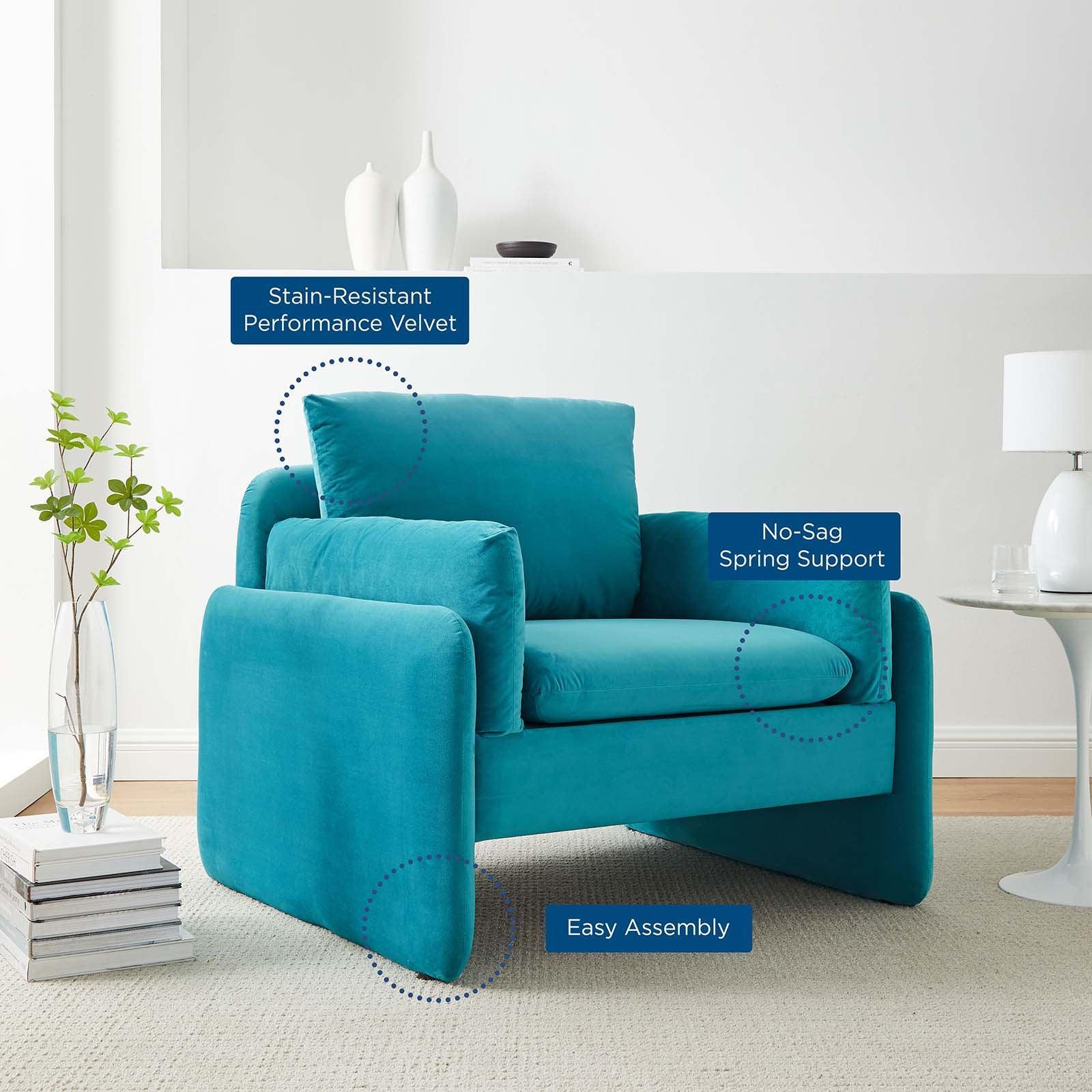 Modway Indicate Performance Velvet Armchair FredCo
