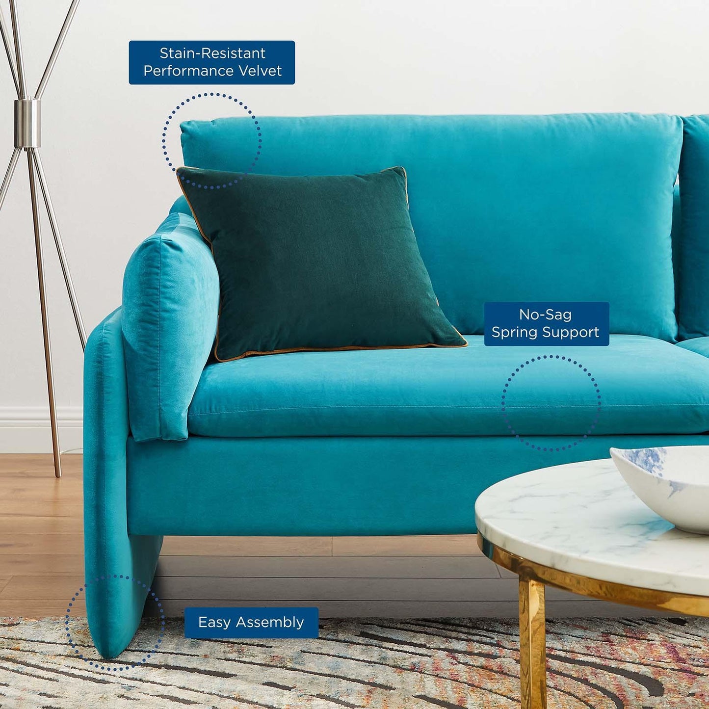 Modway Indicate Performance Velvet Sofa FredCo