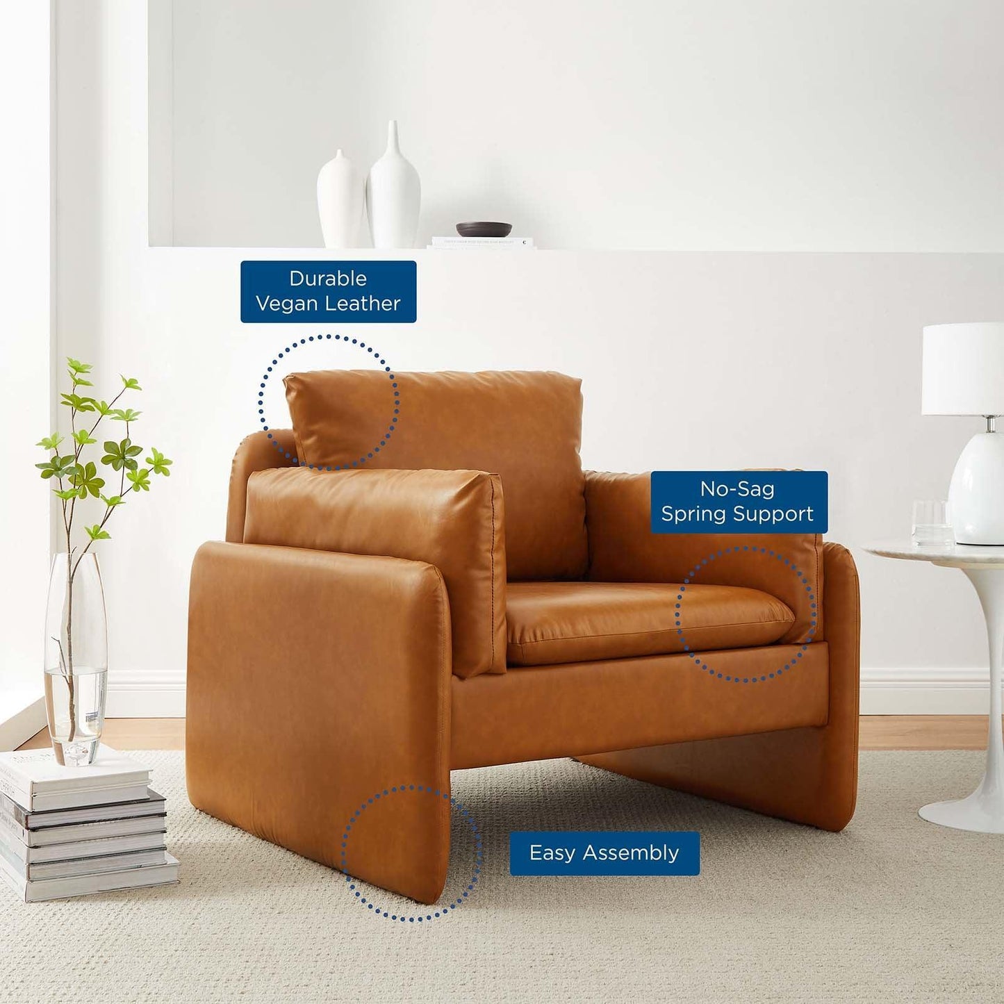 Modway Indicate Vegan Leather Armchair FredCo