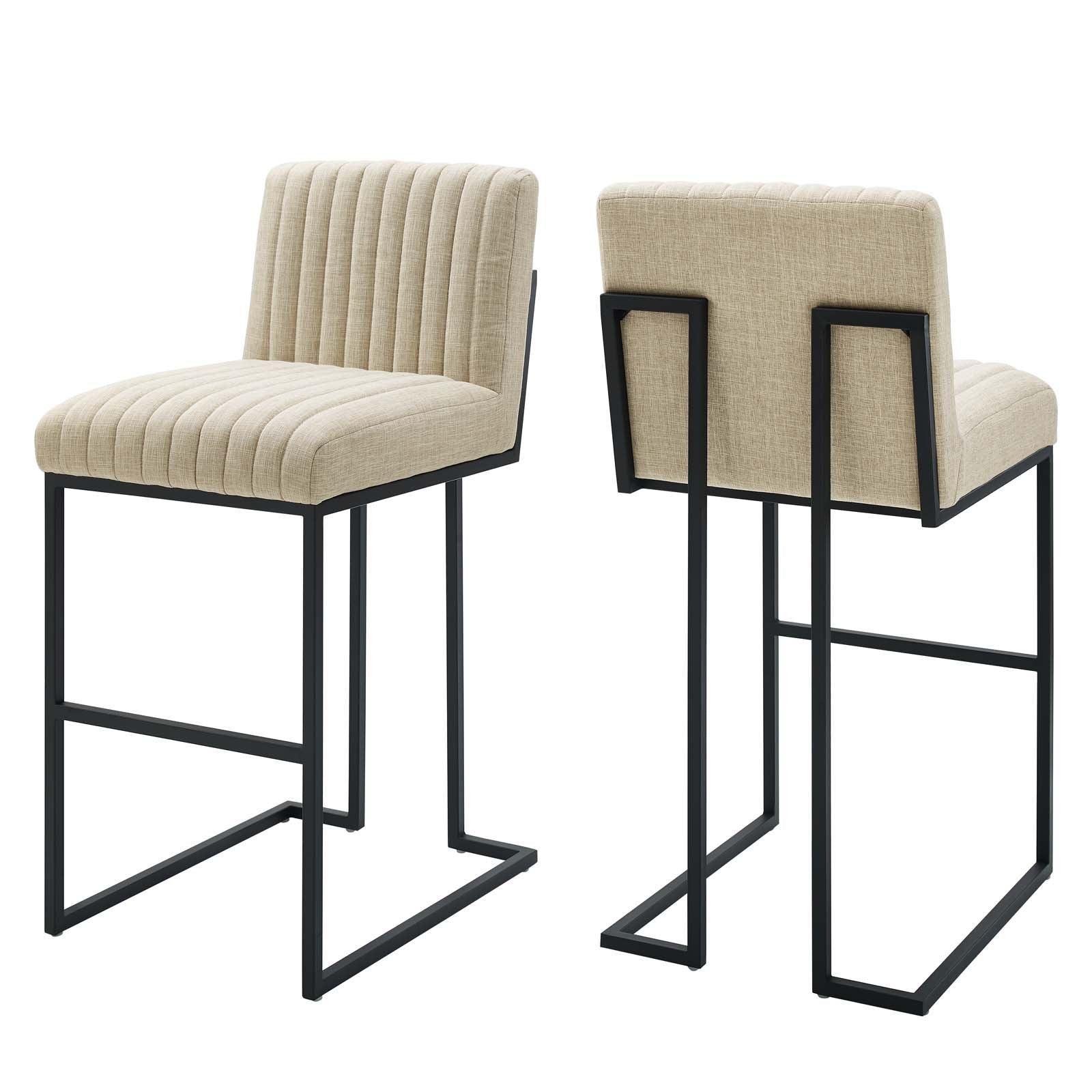 Modway Indulge Channel Tufted Fabric Bar Stools FredCo
