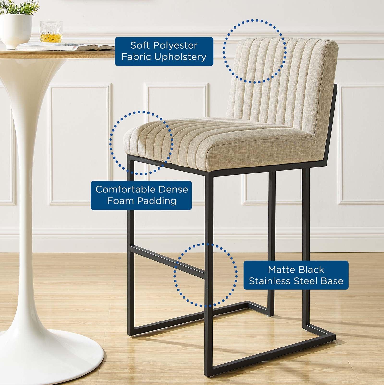 Modway Indulge Channel Tufted Fabric Bar Stools FredCo