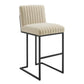 Modway Indulge Channel Tufted Fabric Bar Stools FredCo
