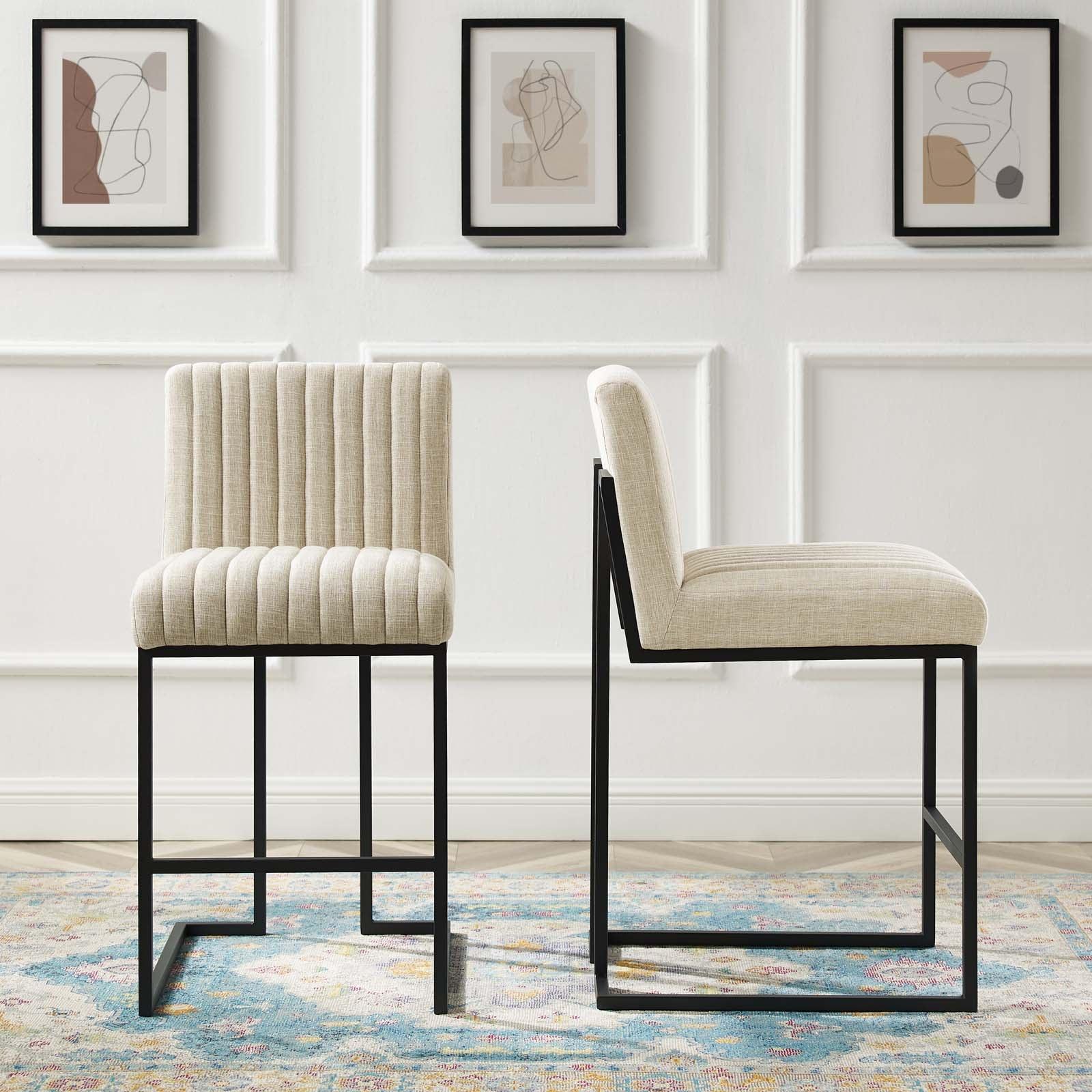 Modway Indulge Channel Tufted Fabric Counter Stools - Set of 2 FredCo