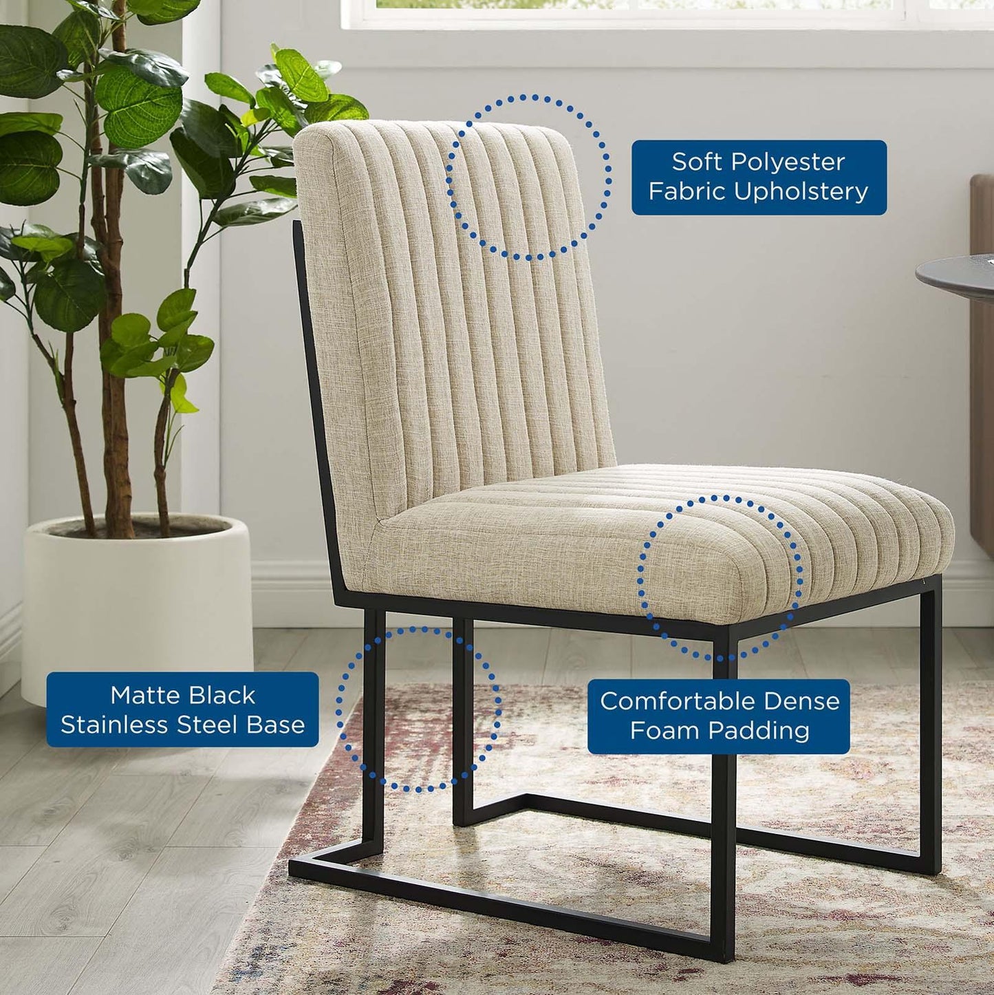 Modway Indulge Channel Tufted Fabric Dining Chair FredCo