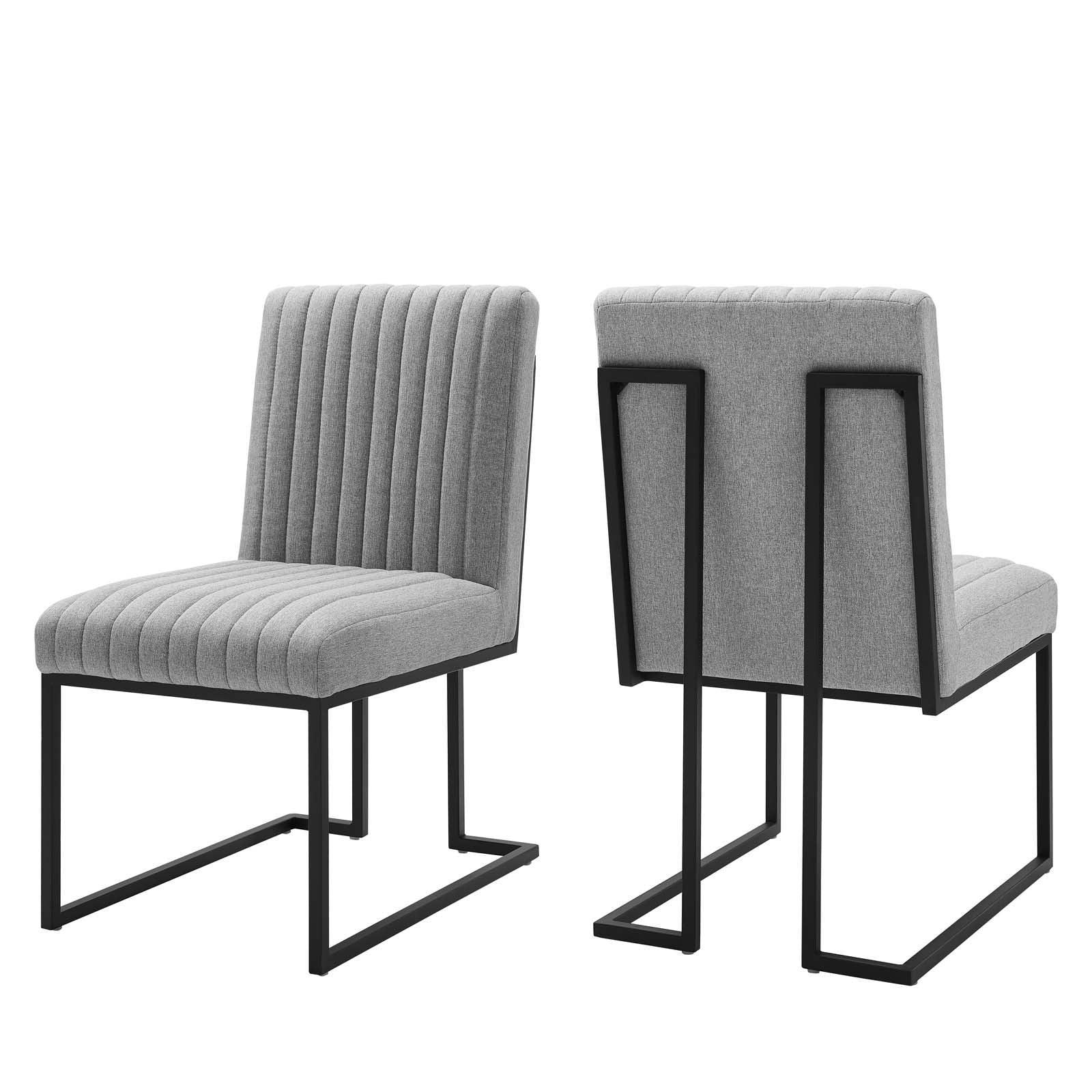 Modway Indulge Channel Tufted Fabric Dining Chairs - Set of 2 FredCo