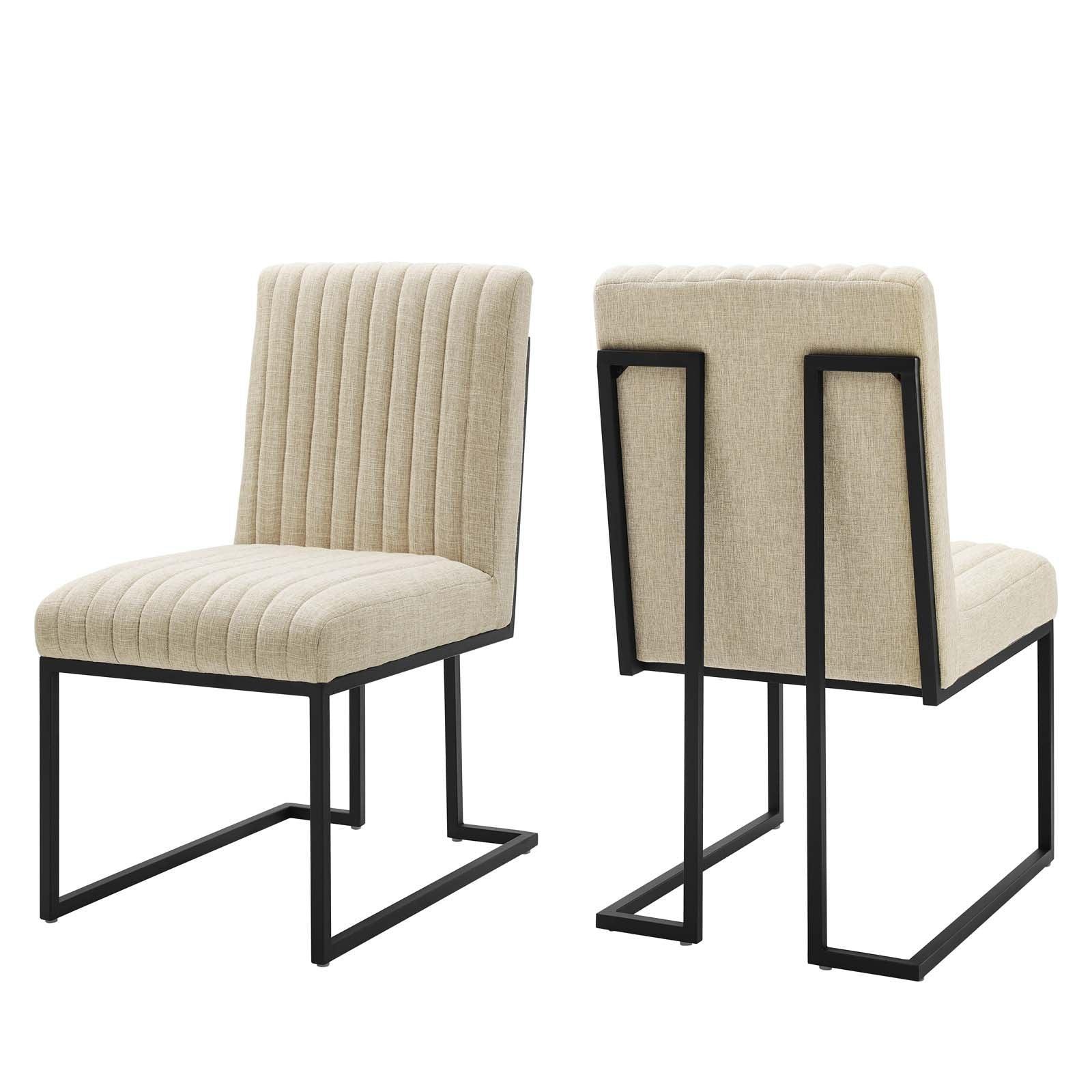 Modway Indulge Channel Tufted Fabric Dining Chairs - Set of 2 FredCo