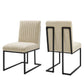 Modway Indulge Channel Tufted Fabric Dining Chairs - Set of 2 FredCo