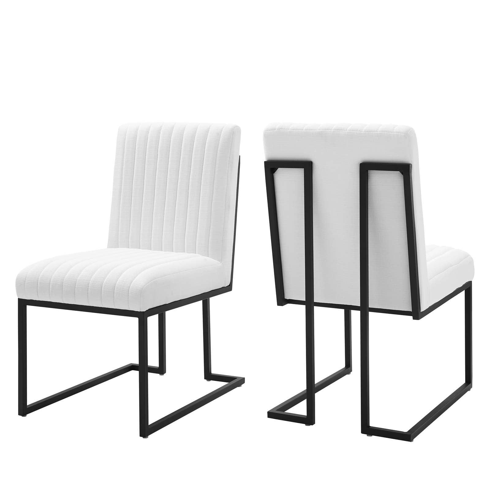 Modway Indulge Channel Tufted Fabric Dining Chairs - Set of 2 FredCo