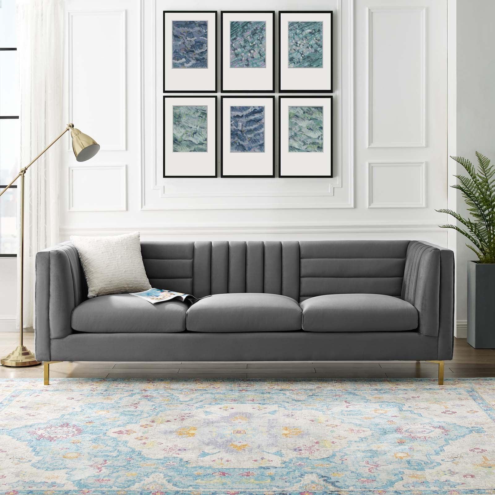 Modway Ingenuity Channel Tufted Performance Velvet Sofa FredCo