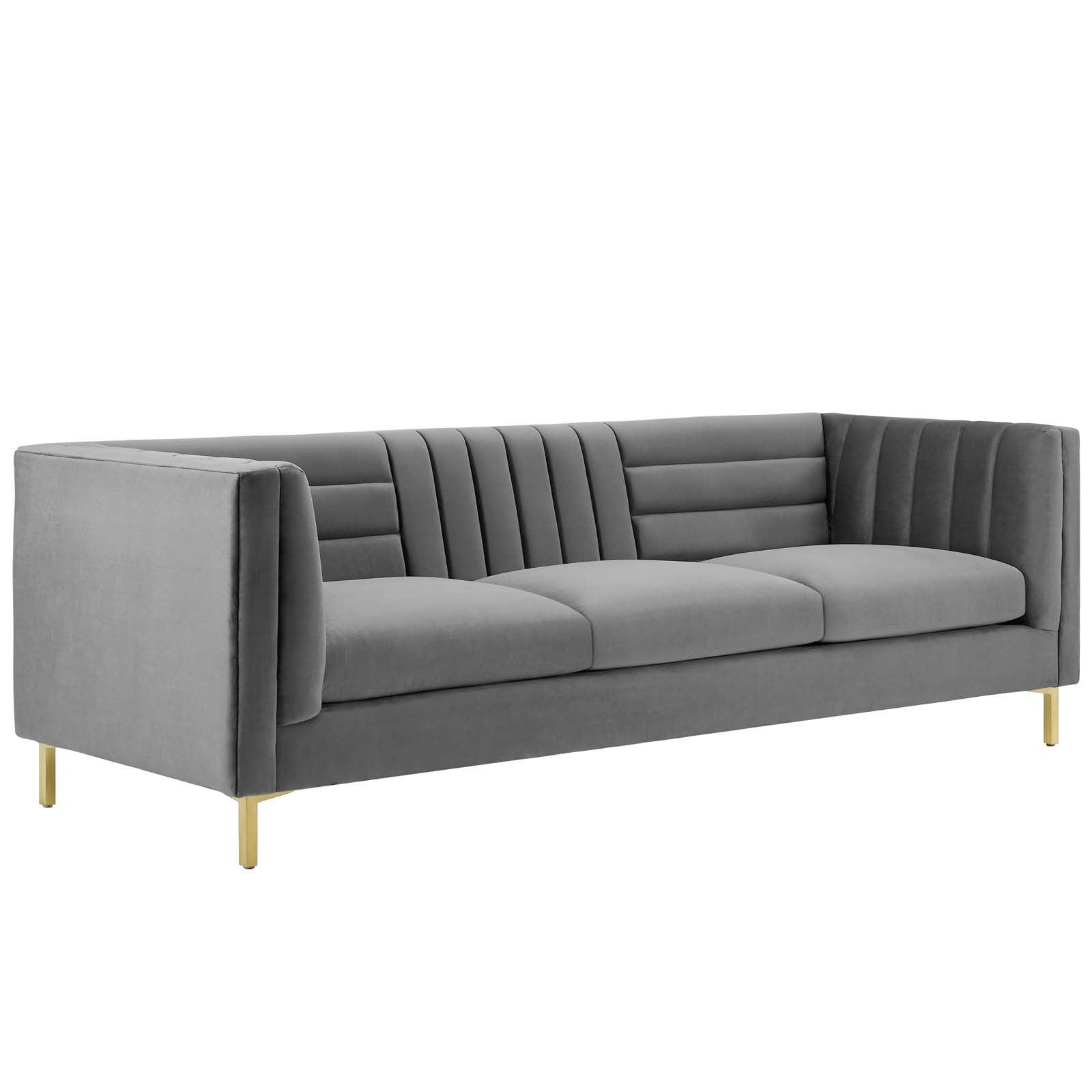 Modway Ingenuity Channel Tufted Performance Velvet Sofa FredCo