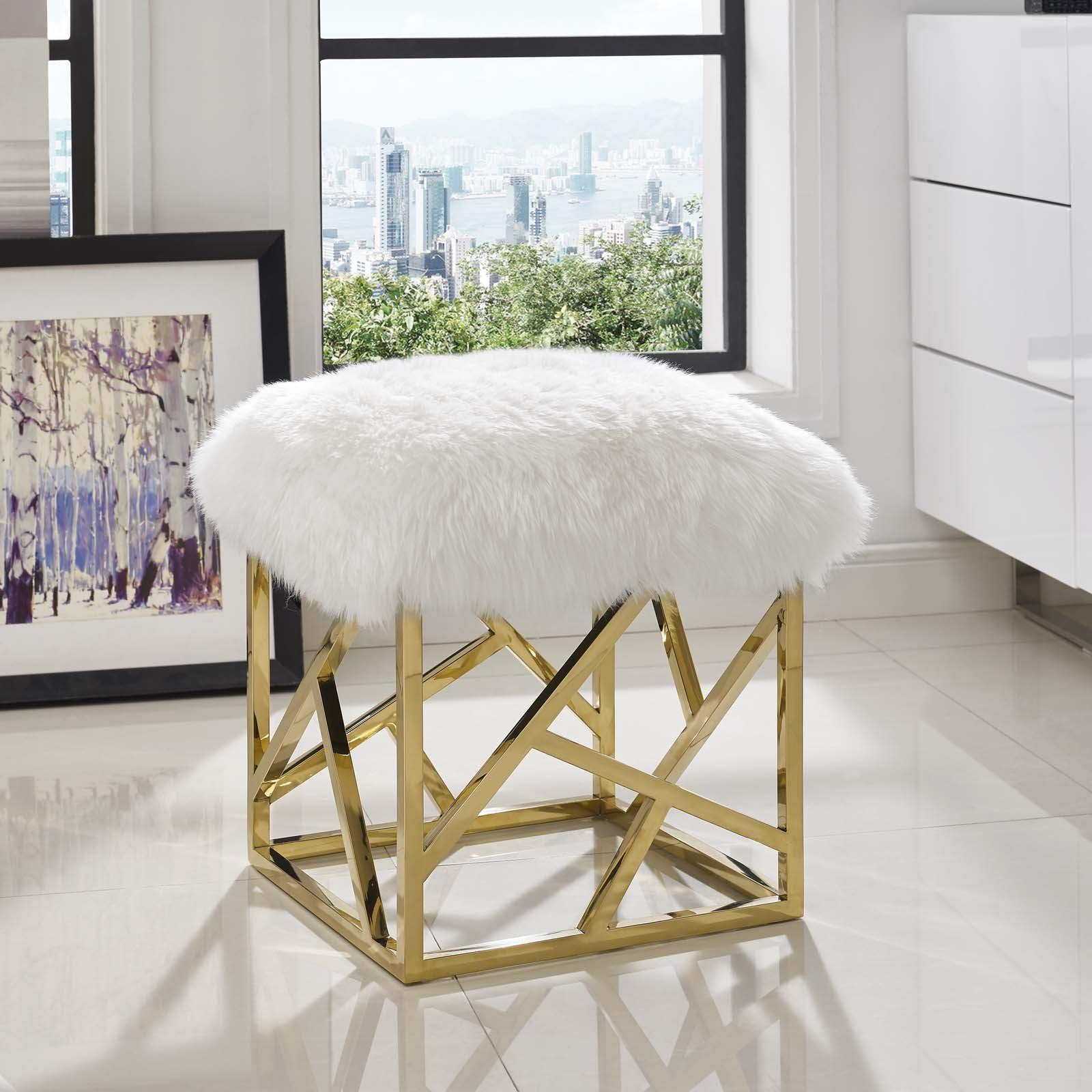 Modway Intersperse Sheepskin Ottoman FredCo