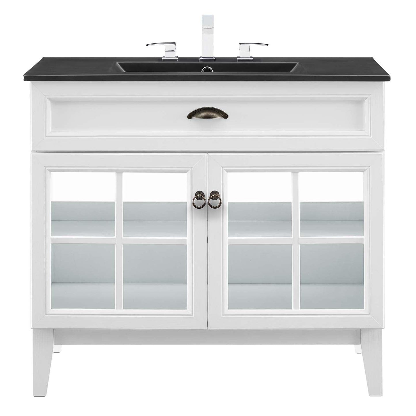 Modway Isle 36" Bathroom Vanity Cabinet EEI-5478-WHI-BLK FredCo