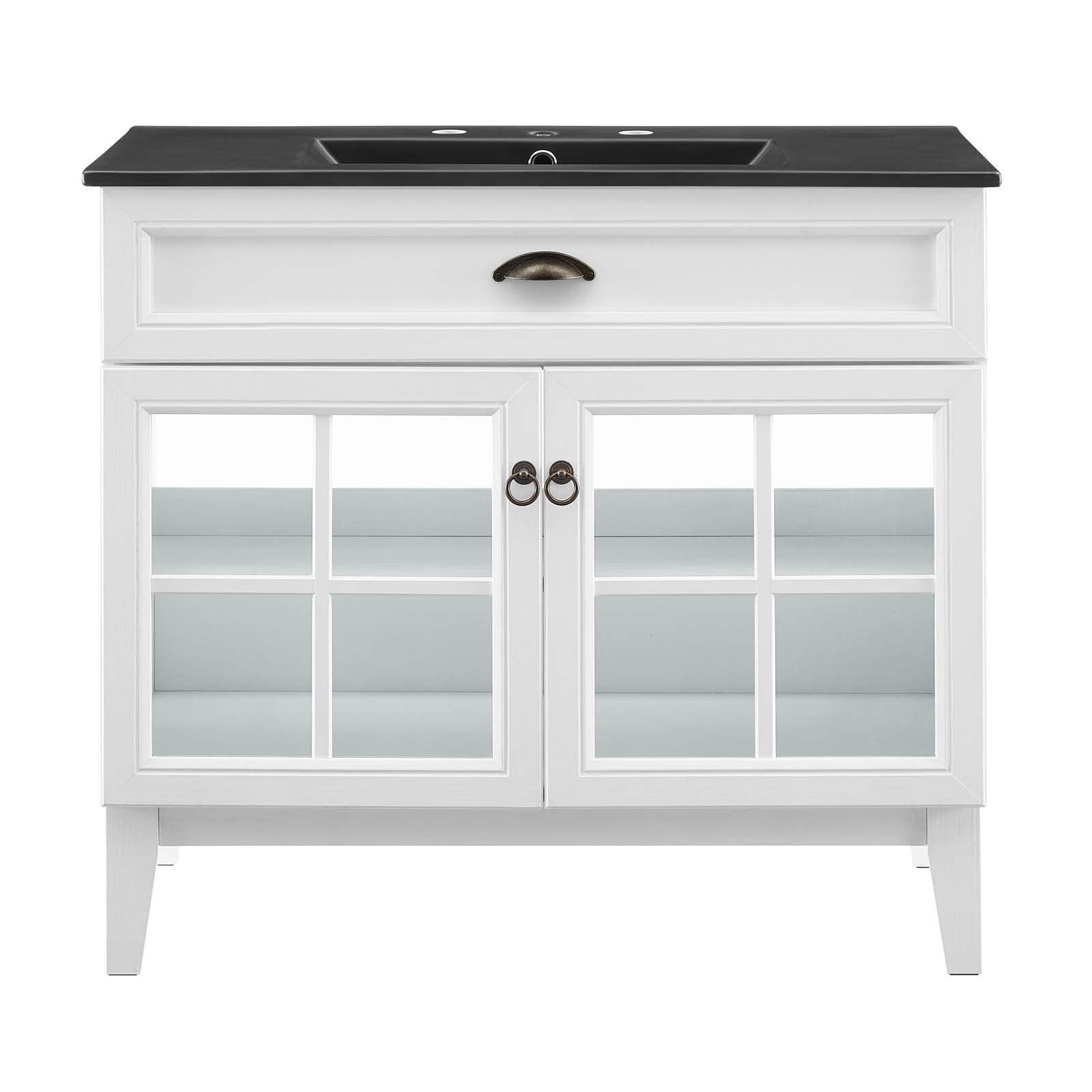 Modway Isle 36" Bathroom Vanity Cabinet EEI-5478-WHI-BLK FredCo