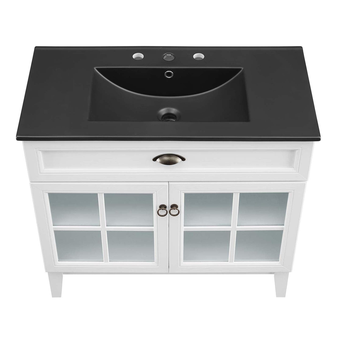 Modway Isle 36" Bathroom Vanity Cabinet EEI-5478-WHI-BLK FredCo
