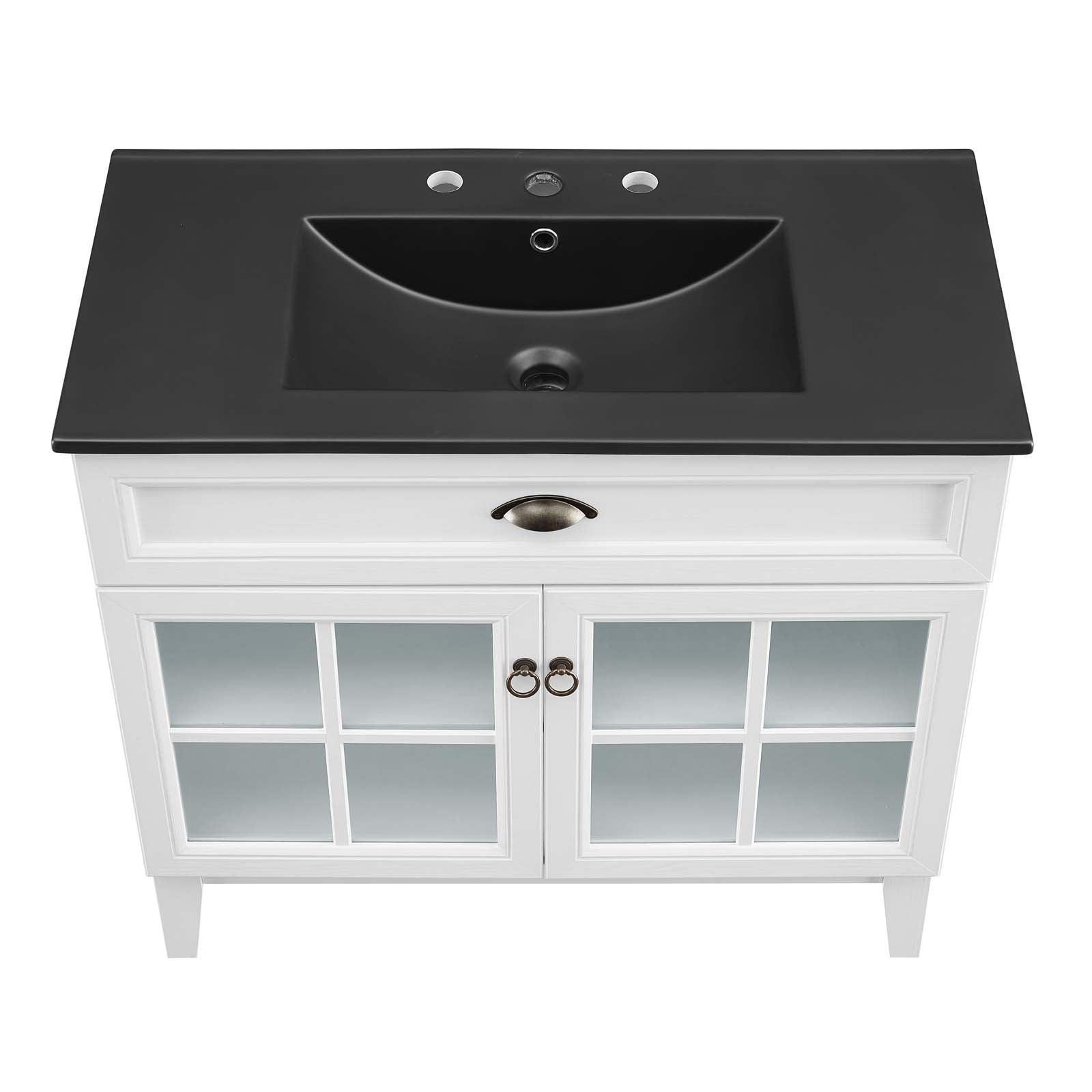 Modway Isle 36" Bathroom Vanity Cabinet EEI-5478-WHI-BLK FredCo