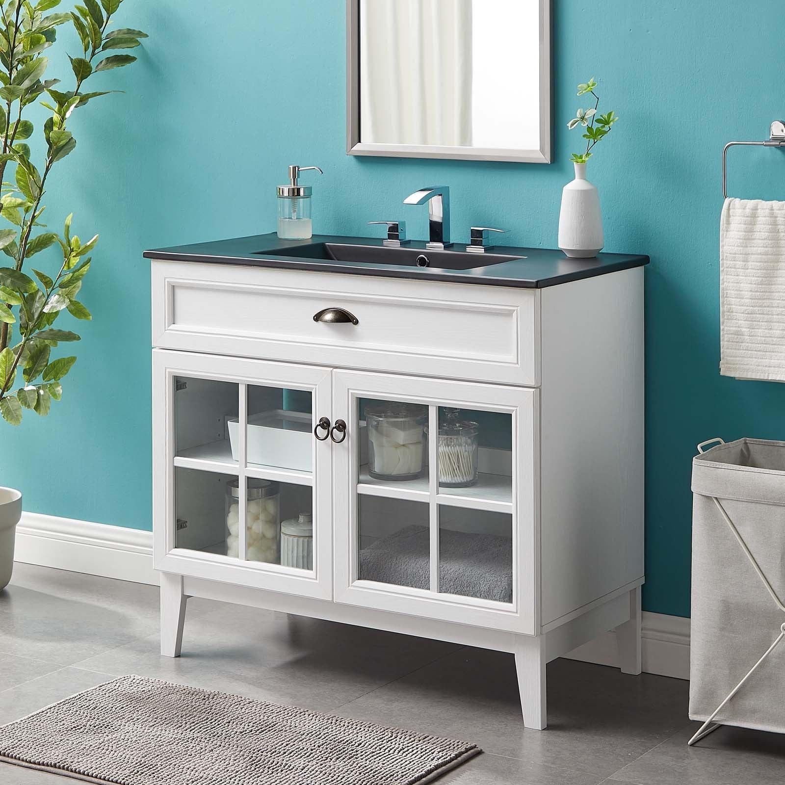 Modway Isle 36" Bathroom Vanity Cabinet EEI-5478-WHI-BLK FredCo