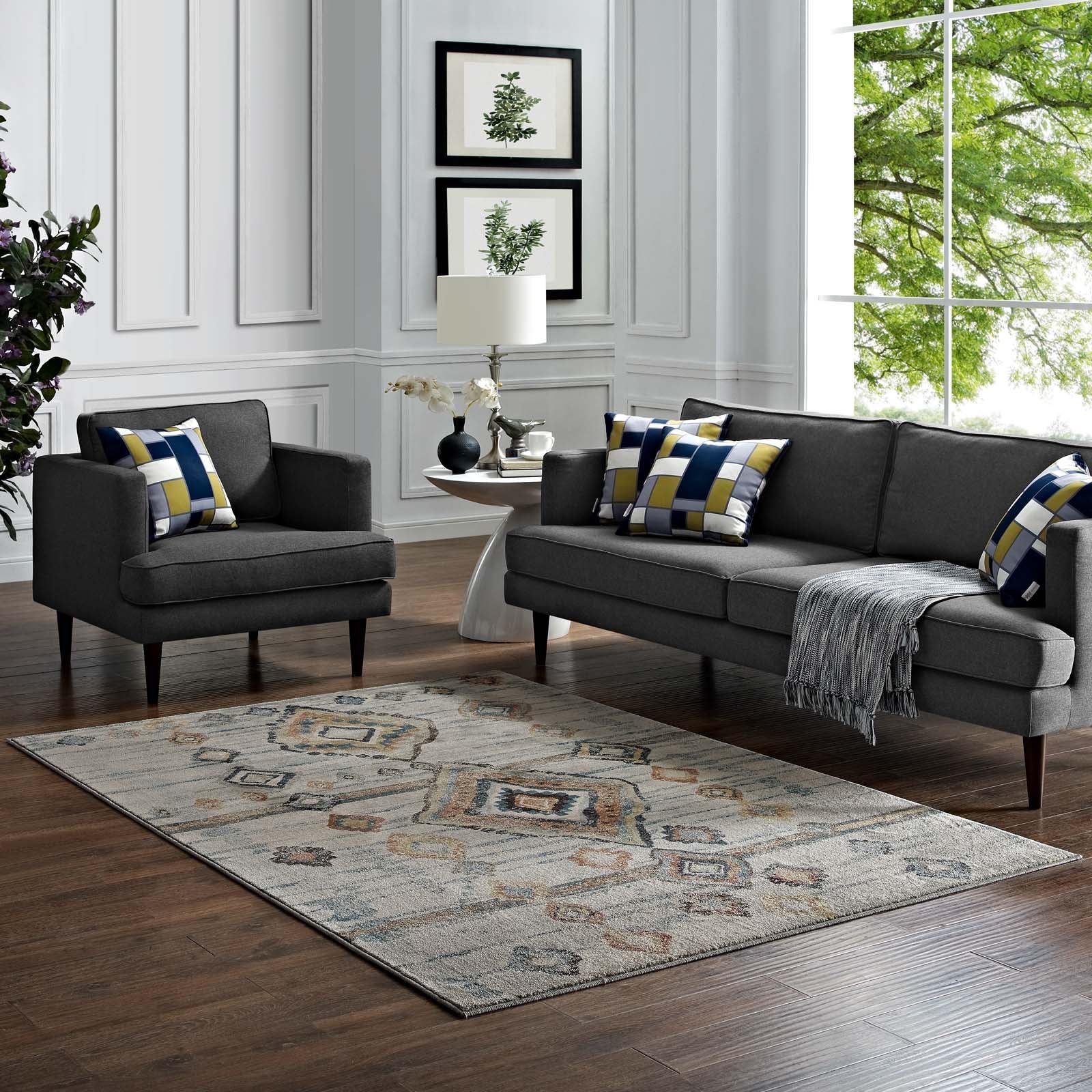 Modway Jenica Distressed Moroccan Tribal Abstract Diamond Area Rug FredCo