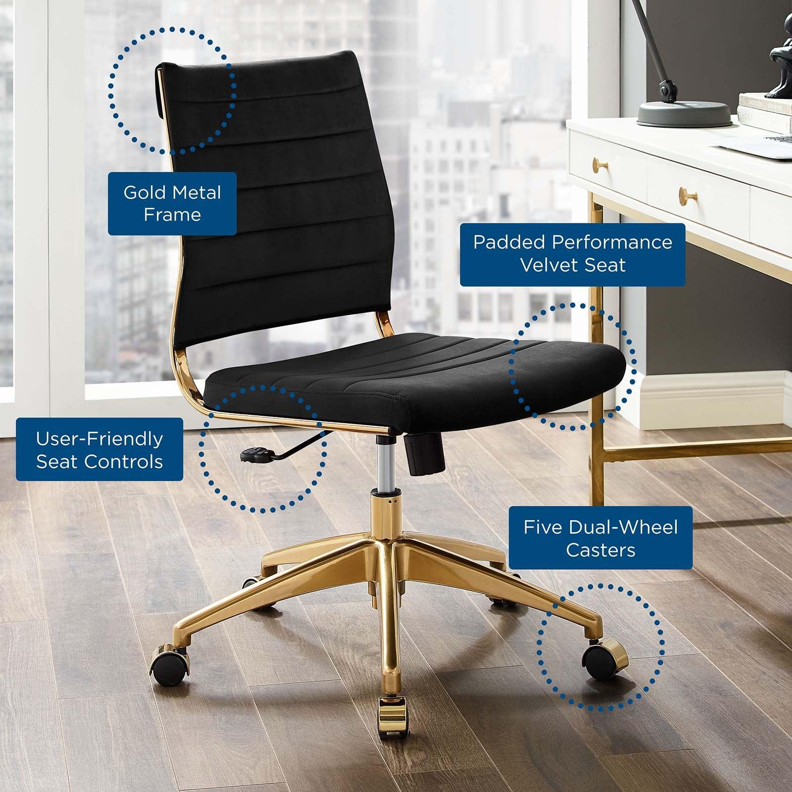 Modway Jive Armless Mid Back Performance Velvet Office Chair FredCo