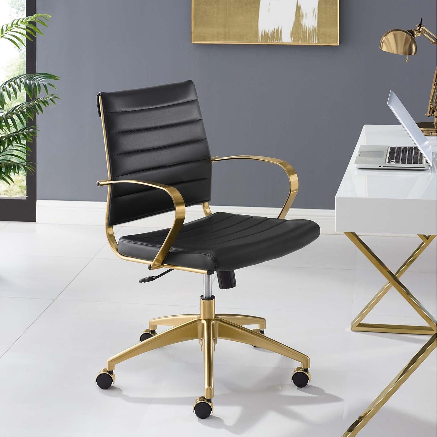 Modway Jive Gold Stainless Steel Midback Office Chair FredCo