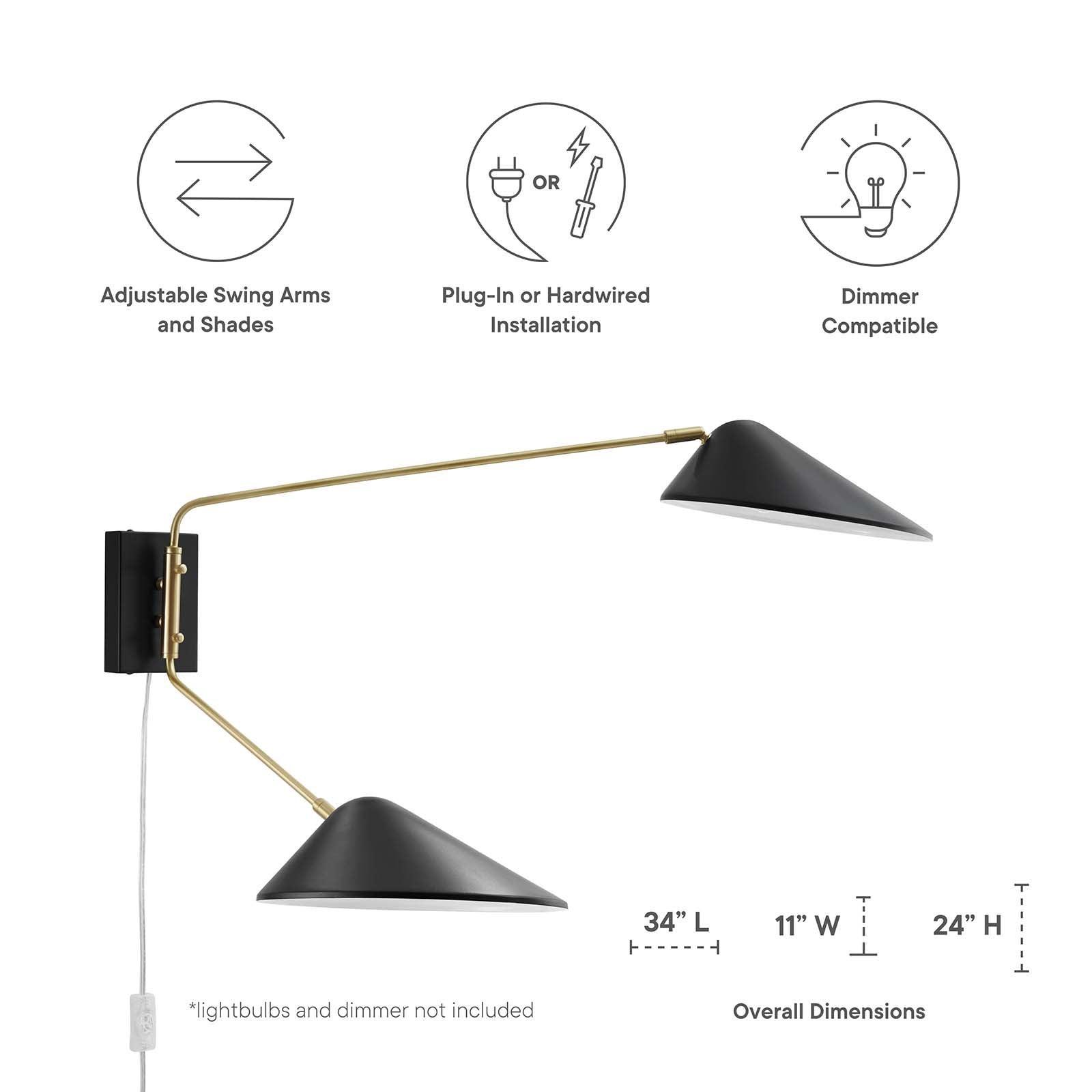 Modway Journey 2-Light Swing Arm Wall Sconce FredCo