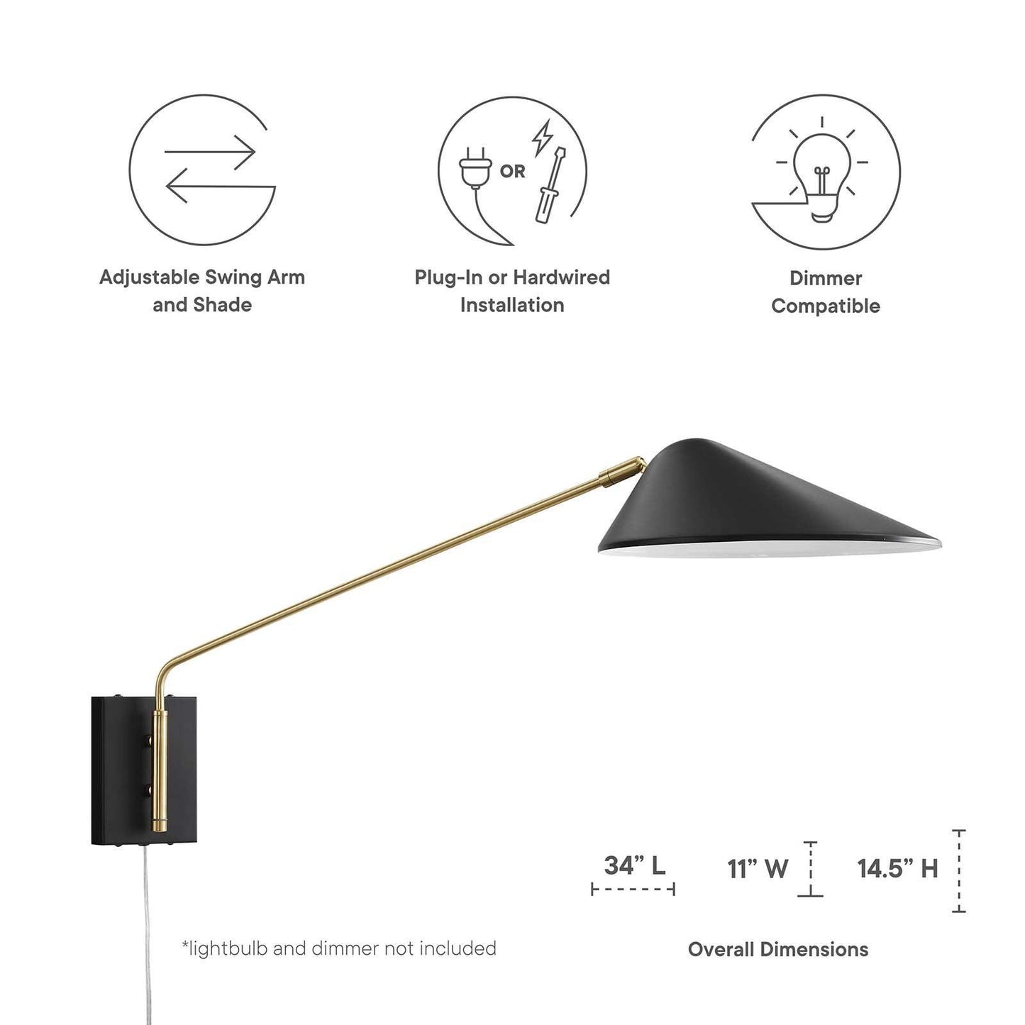 Modway Journey 24" Swing Arm Wall Sconce FredCo