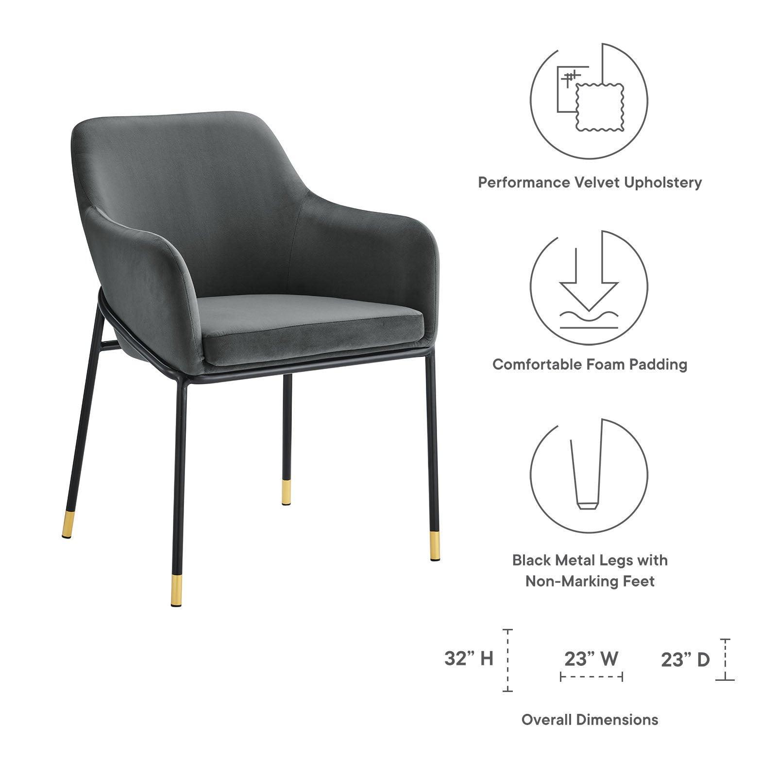 Modway Jovi Performance Velvet Dining Armchair Set of 2 FredCo