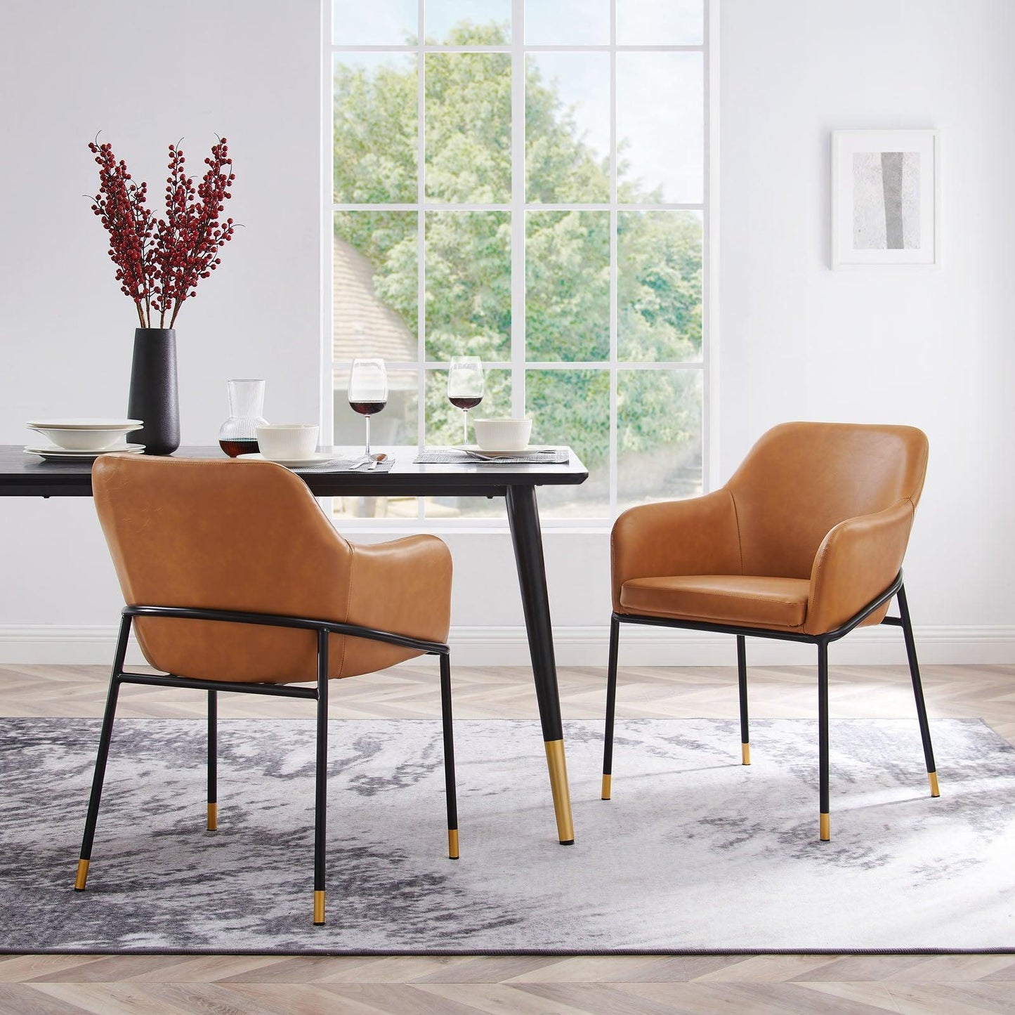 Modway Jovi Vegan Leather Dining Chair Set of 2 FredCo