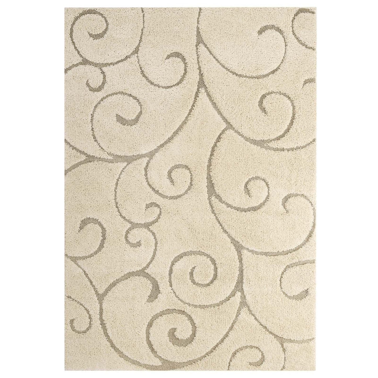 Modway Jubilant Burgeon Scrolling Vine Shag Area Rug FredCo