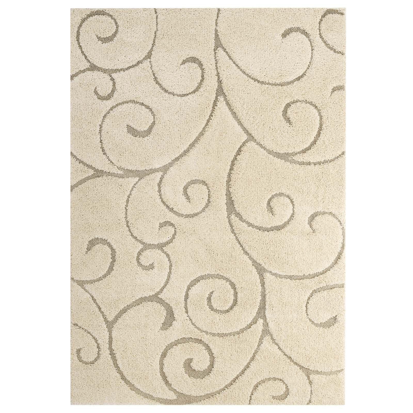 Modway Jubilant Burgeon Scrolling Vine Shag Area Rug FredCo