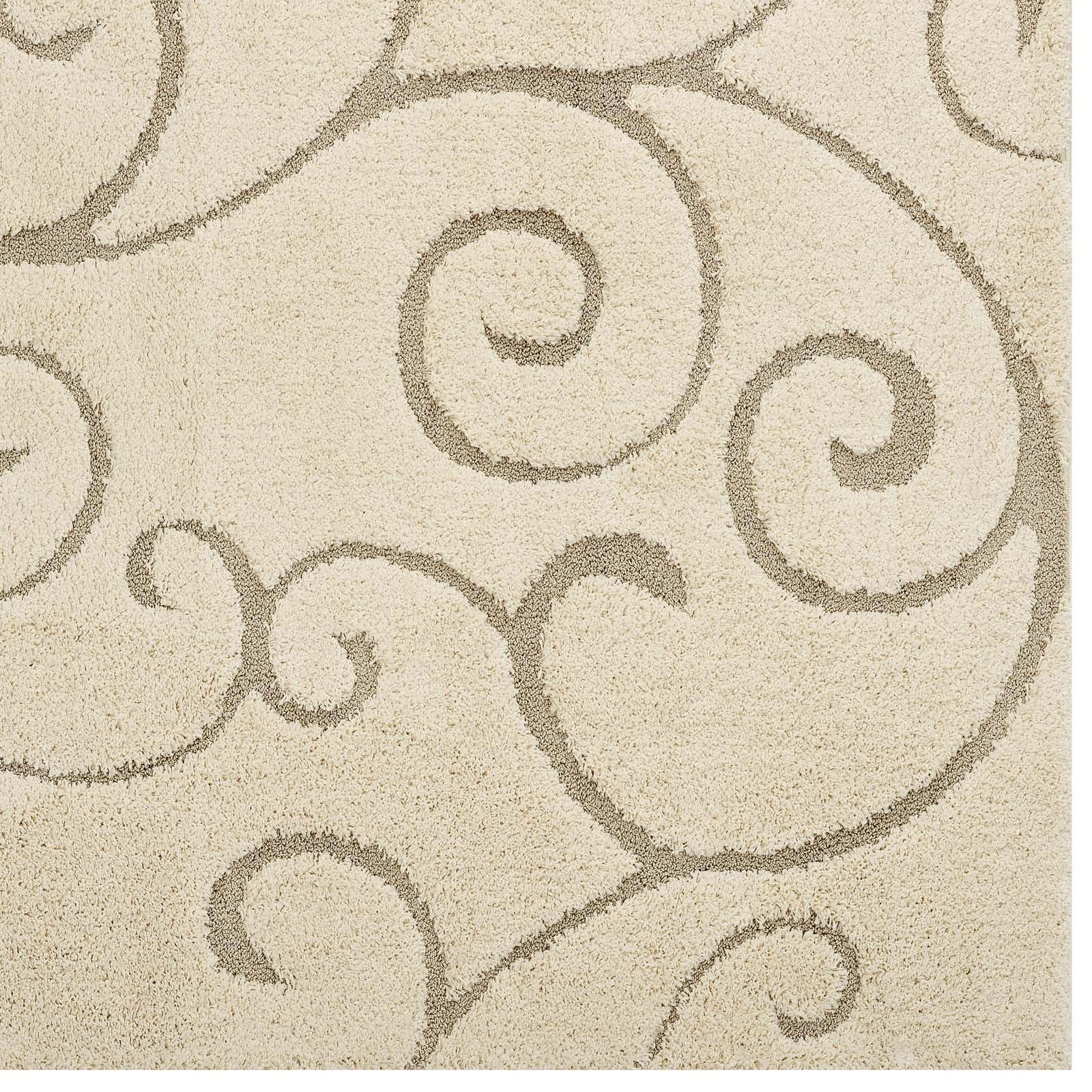 Modway Jubilant Burgeon Scrolling Vine Shag Area Rug FredCo