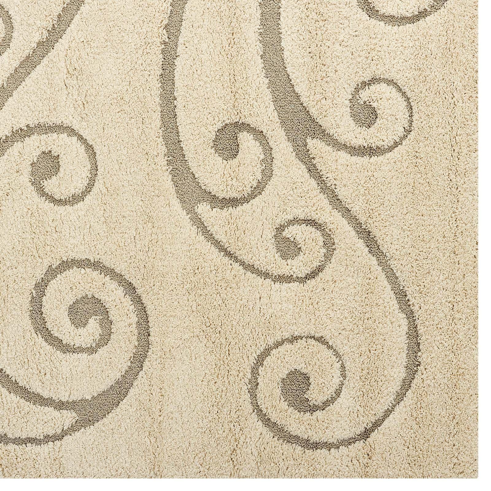 Modway Jubilant Sprout Scrolling Vine Shag Area Rug FredCo