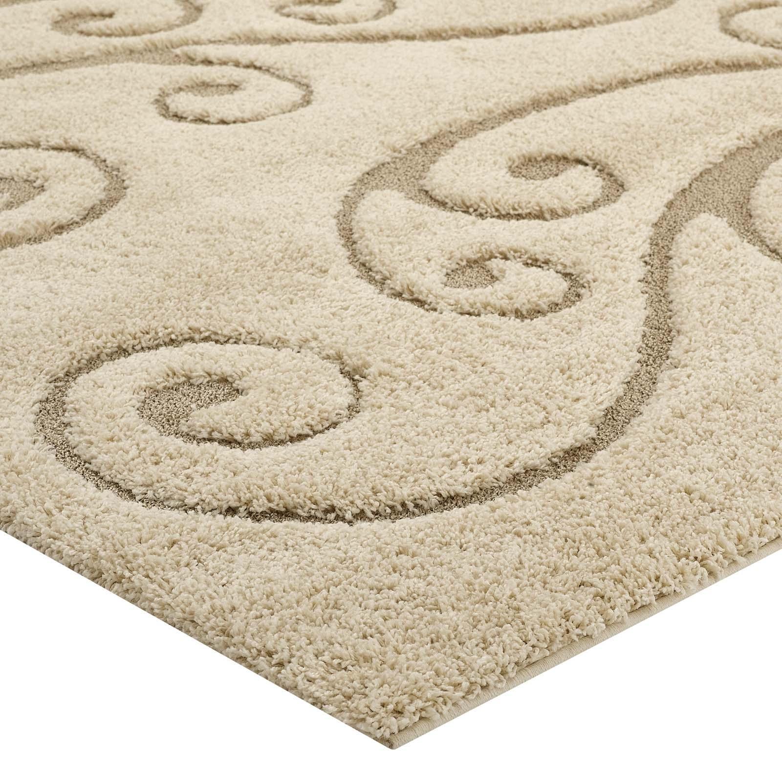 Modway Jubilant Sprout Scrolling Vine Shag Area Rug FredCo