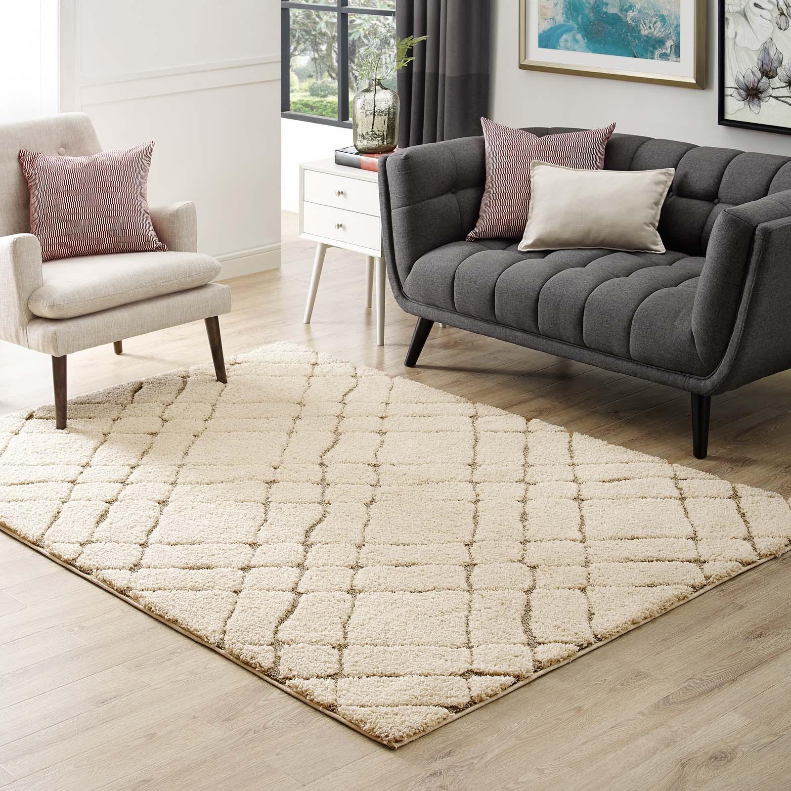Modway Jubilant Verona Abstract Geometric Shag Area Rug FredCo