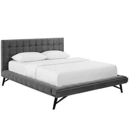 Modway Julia Queen Biscuit Tufted Performance Velvet Platform Bed FredCo