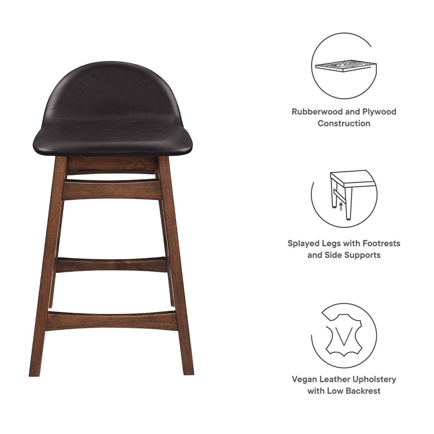 Modway Juno Wood Counter Stool - Set of 2, EEI-6556 FredCo