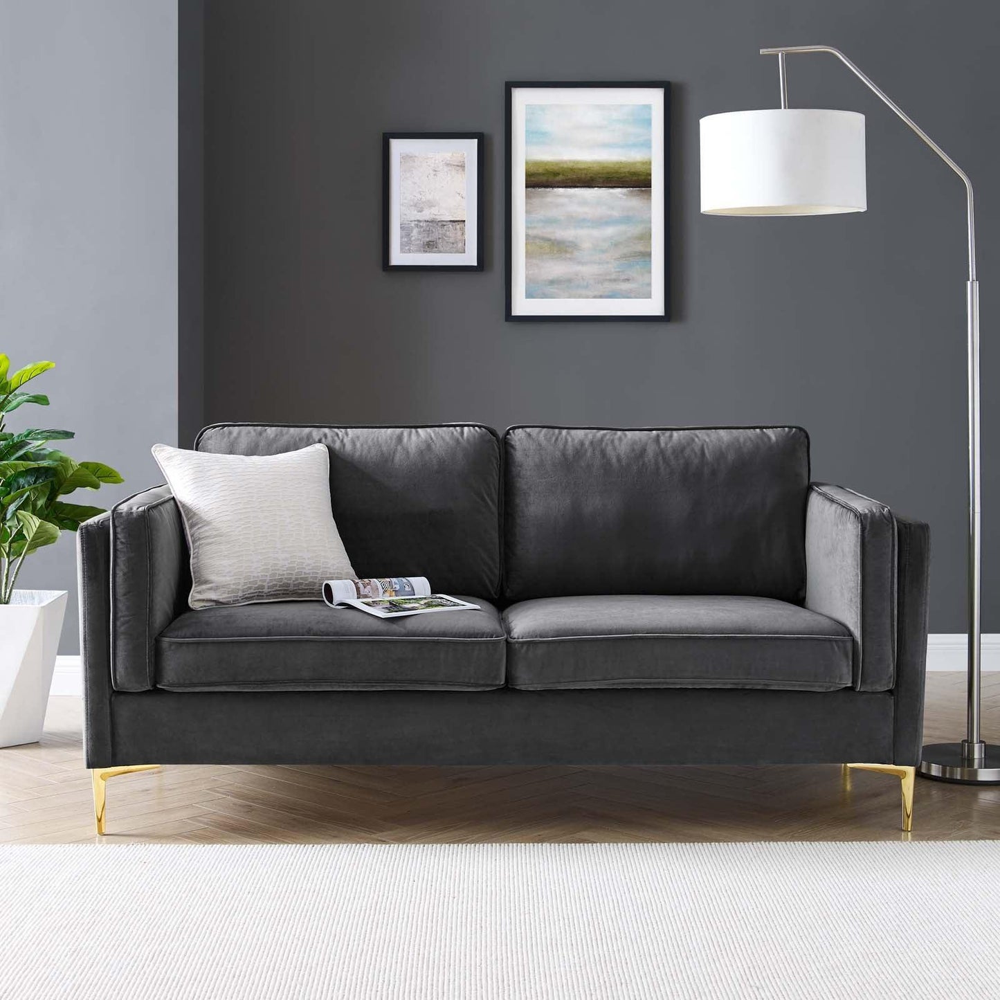 Modway Kaiya Performance Velvet Sofa FredCo