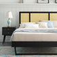 Modway Kelsea Cane and Wood Full Platform Bed With Angular Legs FredCo